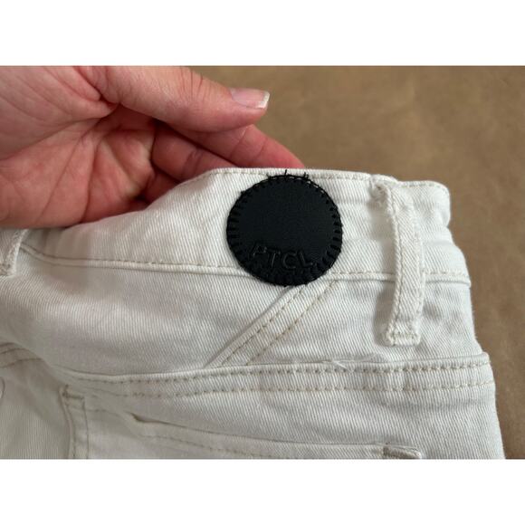 PTCL Ripped Frayed Hem Denim Miniskirt White Jean Distressed Skirt Size 27 - Picture 6 of 11